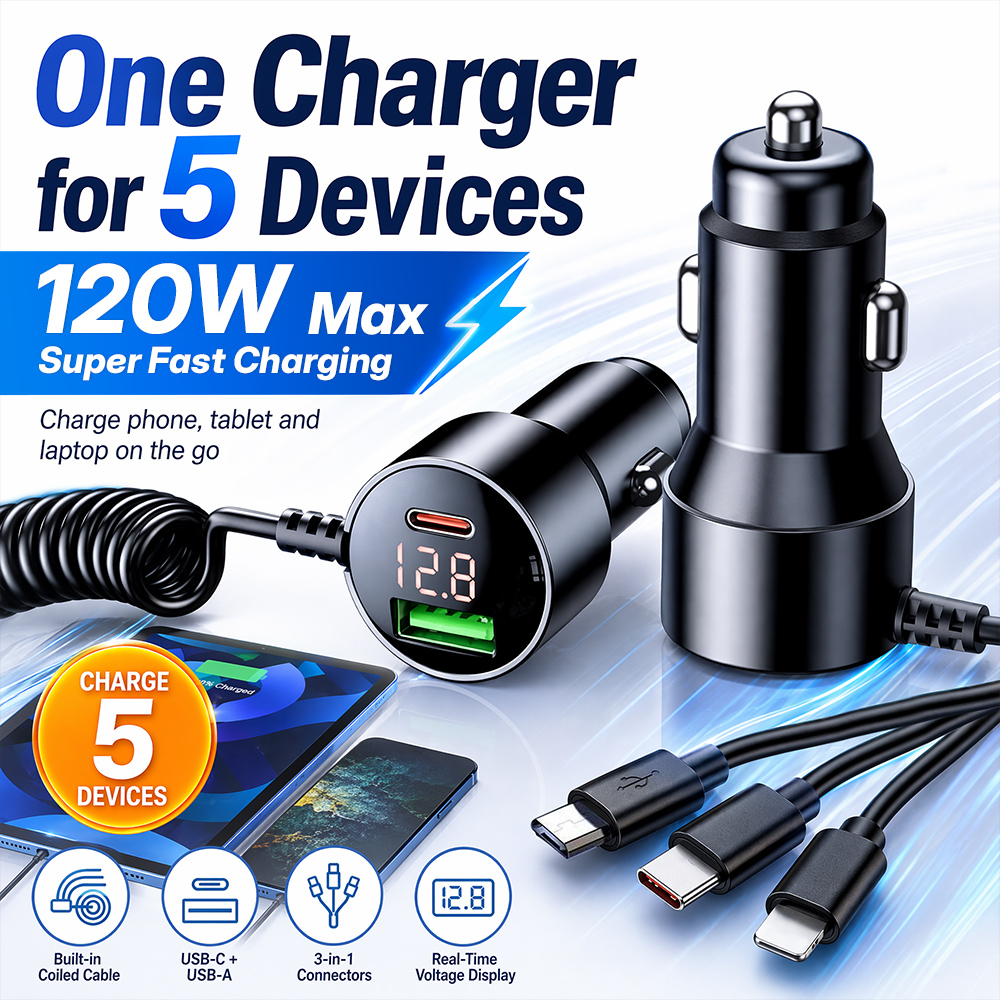 120W Çoklu Portlu Araç Şarj Ci - Laptop Accessories Essential incelemesi ve fiyatı